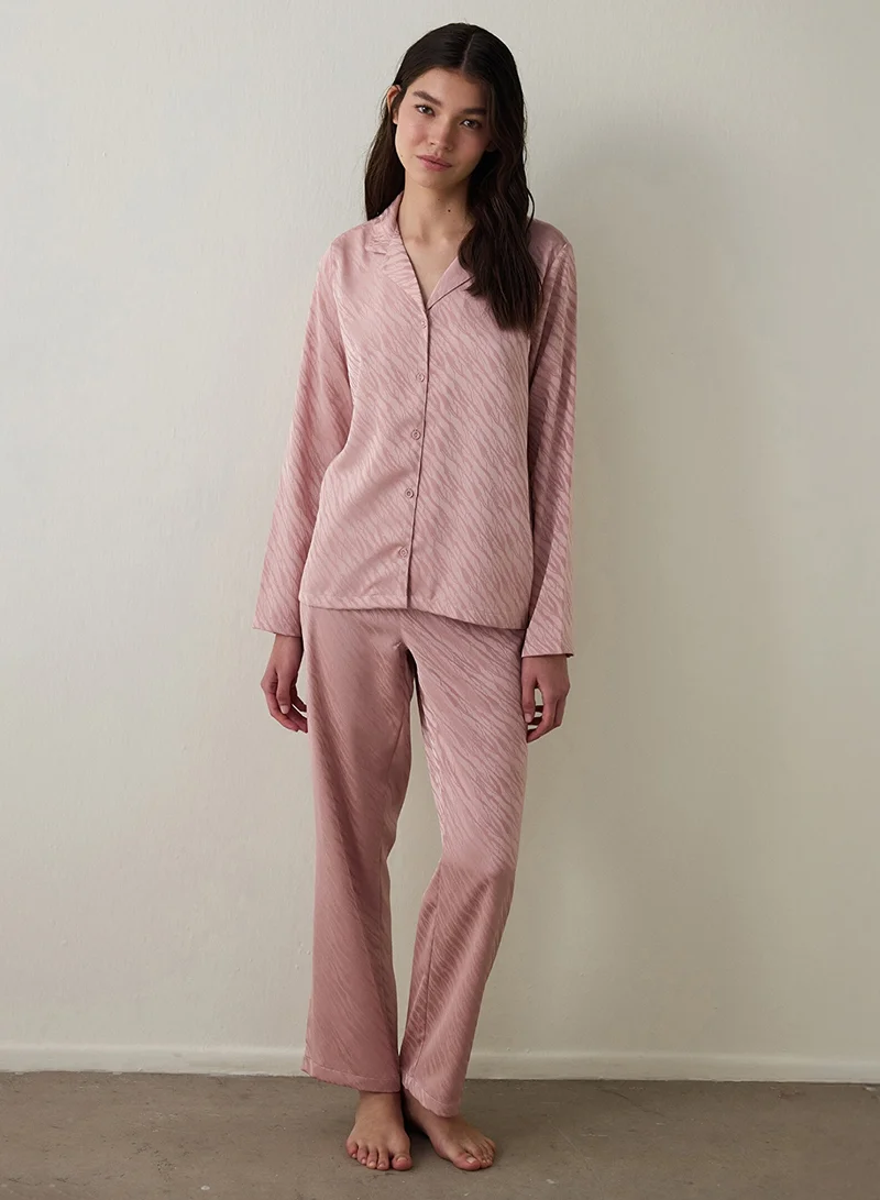 Penti Emma Shirt Collar Long Sleeve Satin Pajama Set